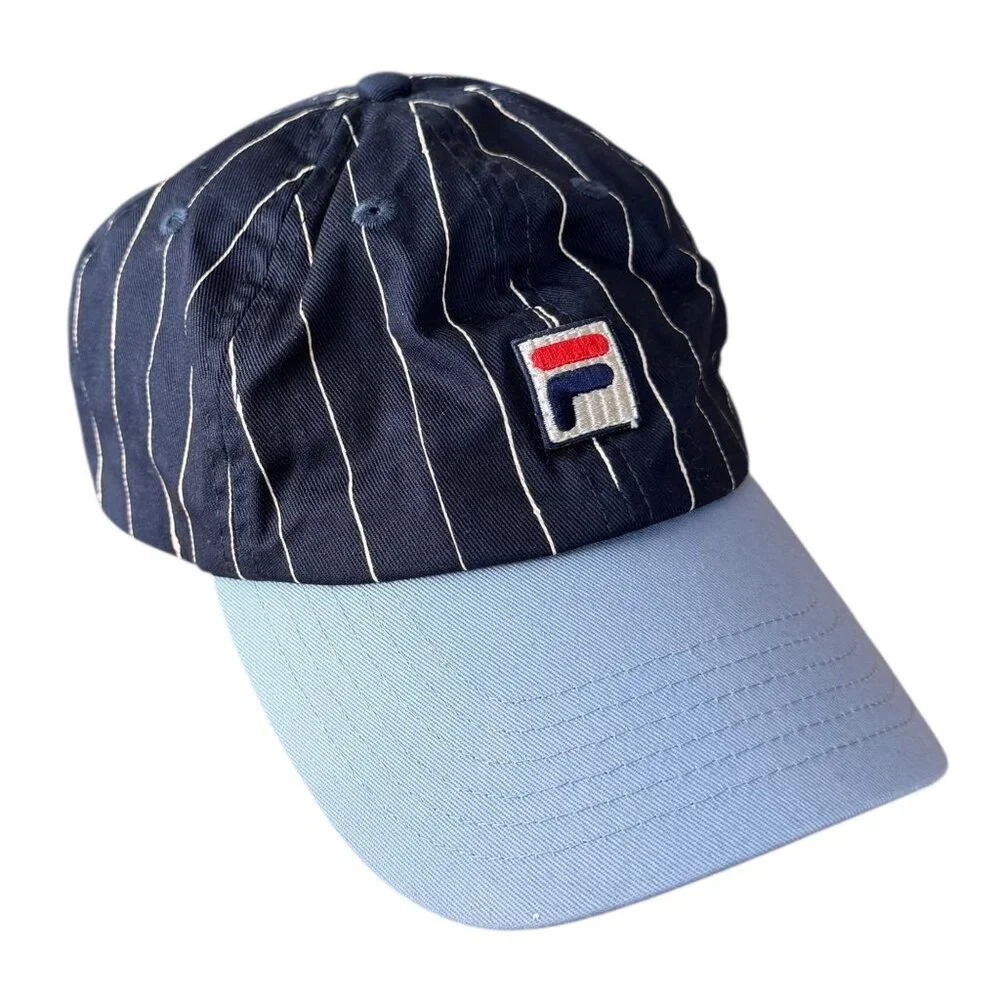 FILA x Bandier Womens Stripe Baseball‎ Cap Navy One Size Streetwear Blokette